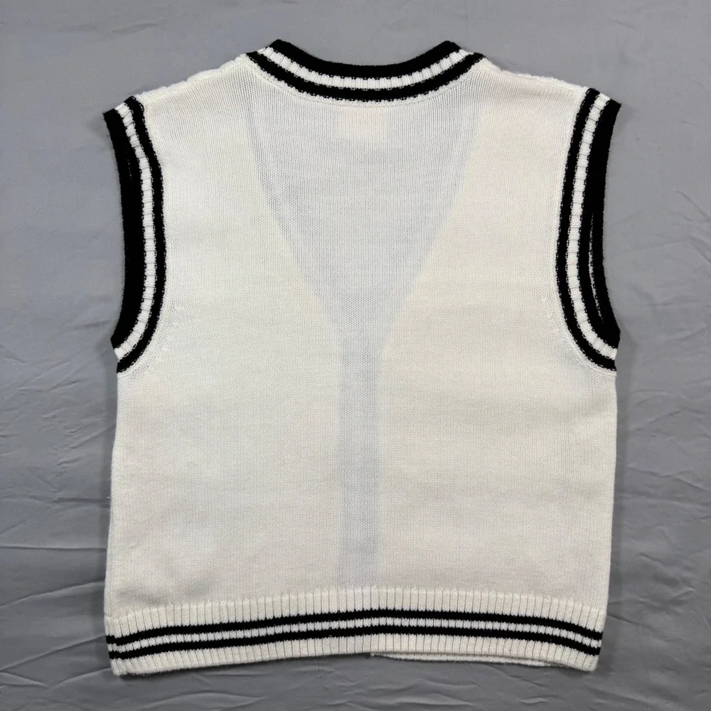 Maeve Anthropologie Womens Cream Cable Knit Sweater Vest L Preppy Academia - Picture 2 of 8